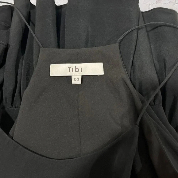 Tibi 100% Silk Ruffle Peplum Black Cami Tank Top Size 00 XXS - Picture 6 of 8